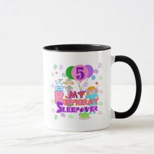 Caneca 5 Birthday Sleepover Camiseta e presentes