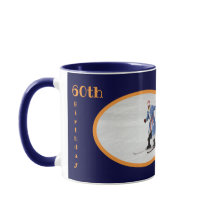 60º Aniversário Modelo de Fotografia Texto Azul Co