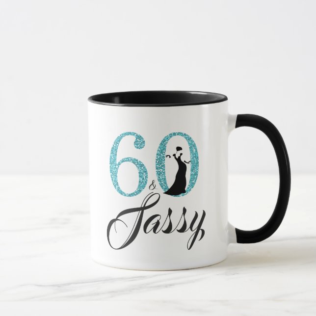 Caneca 60 e Sassy Blue Glitter 60º aniversário (Direita)
