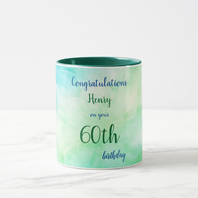 Caneca 60th aniversário feliz personalizado (Centro)
