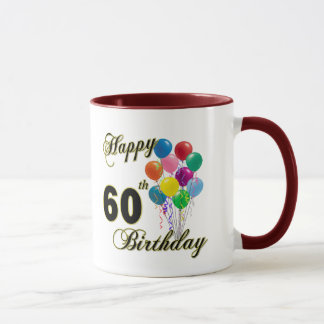 Caneca 60th presentes de aniversário e roupa felizes do