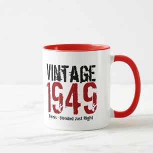 Caneca 65º aniversário Vintage 1949 ou qualquer ano V01