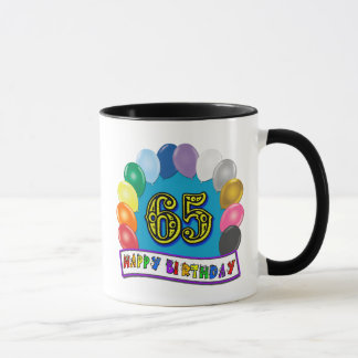 Caneca 65th aniversário feliz com balões