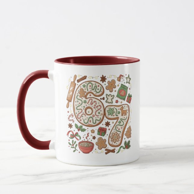 Caneca 67 Biscoito de Gengibre Engraçado 6 7 Seis Sete Fe (Esquerda)