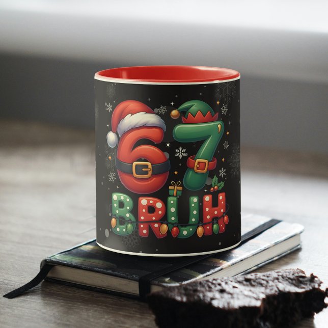 Caneca 67 Meme Six Seven Bruh Funny Christmas 6 7 (Criador carregado)