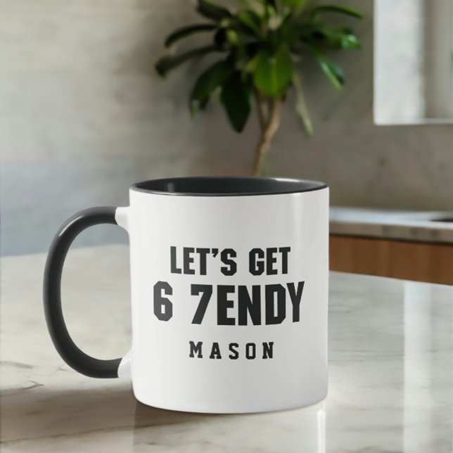 Caneca 67 Vamos Engraçado recebe seis sete Sendy 6 7endy (Criador carregado)