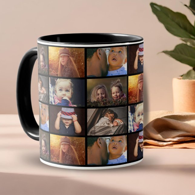 Caneca 6 Padrão de Foto da Família de Colagem de Fotos (Criador carregado)