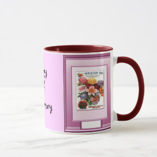 Caneca 6o aniversário feliz, flores para buquês