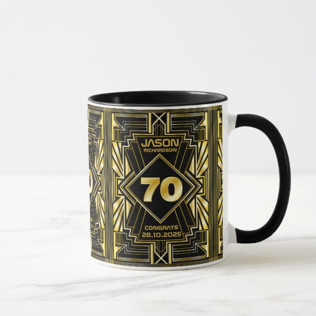 Caneca 70 Aniversário Art Deco Dourado Excelente Negro Ga (Direita)