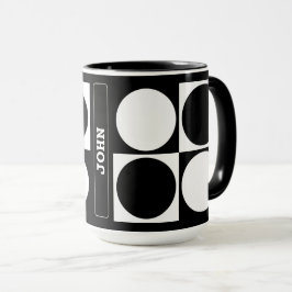 Caneca 70s Checks and Circles Black and White