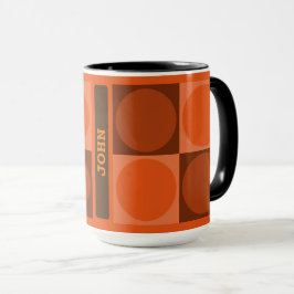 Caneca 70s Checks and Circles Flame Orange
