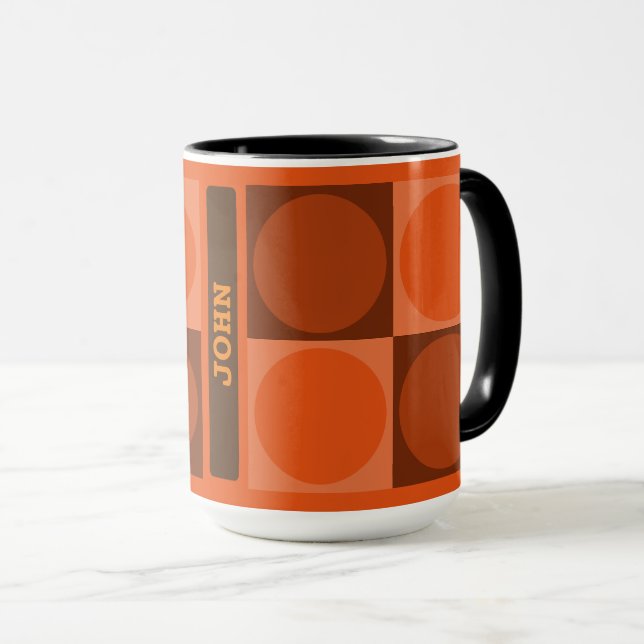 Caneca 70s Checks and Circles Flame Orange (Frente Esquerda)
