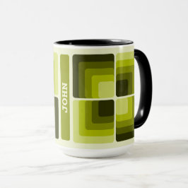 Caneca 70s Rainbow Squares Monochrome Green