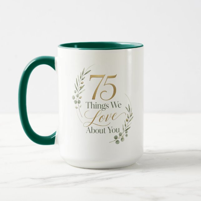 Caneca 75 Coisas Que Amamos Sobre a Mamãe (Esquerda)