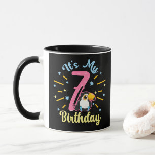 Caneca 7 de aniversário de 7 anos, garota de nascimento d