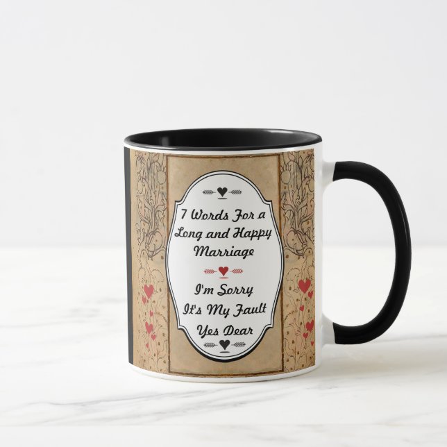 Caneca 7 palavras para um Casamento longo e feliz (Direita)