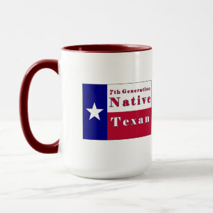 Caneca 7o Bandeira nativa do Texan da geração