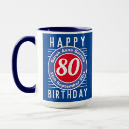 Caneca 80 Birthday Mug com idade, nome e data