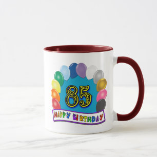 Caneca 85th aniversário feliz com balões