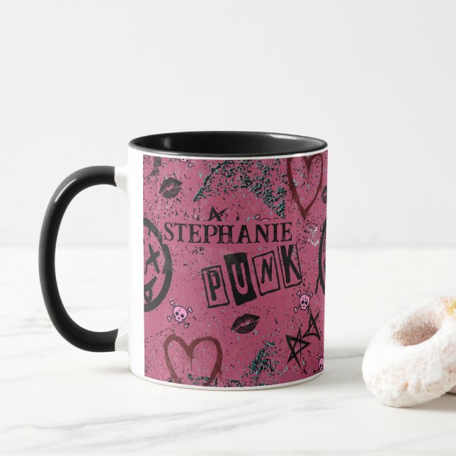 Caneca 90 Retro Rosa Rosa Girly Punk (Com Donut)