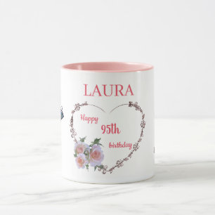 Caneca 95º aniversário Bonito cor-de-rosa
