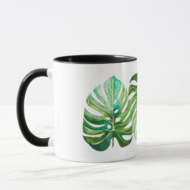 Caneca A aguarela do trio de Monstera sae do copo (Esquerda)