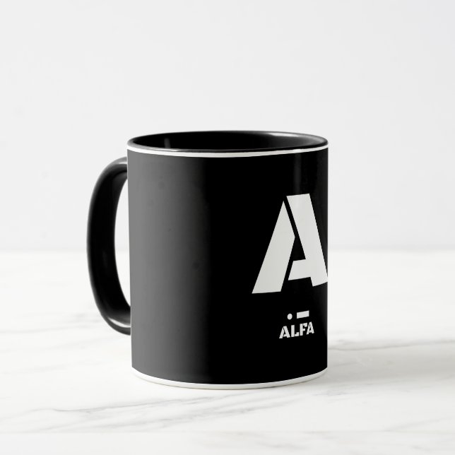 Caneca A (Alfa) Código alfabético fonético da OTAN & Mors (Frente Esquerda)