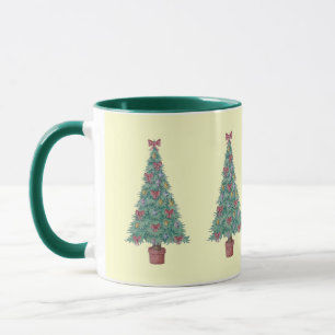 Caneca A árvore de Natal com vermelho das decorações