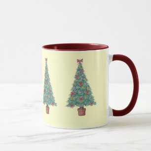 Caneca A árvore de Natal com vermelho das decorações