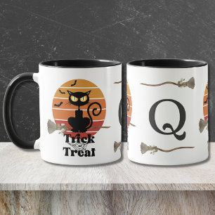 Caneca A Aventura de Gatos Bruxos no Dia das Bruxas Monog