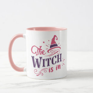 Caneca A Bruxa Está Dentro Rosa & Roxo Chapéu de Bruxa Ha