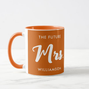 Caneca A Celebração do Futuro Nome de Casada Laranja Bran