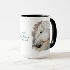 Caneca A esperança, acredita, sonha. Copo do cavalo