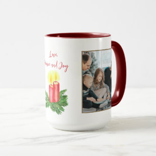 Caneca A Espírito da Vela de Natal Amor e Paz 2 Foto