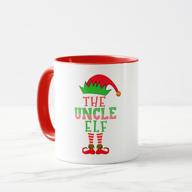 Caneca A Família de Natal do Tio Elf Correspondendo a Paj (Frente Esquerda)
