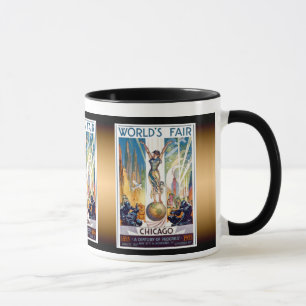 Caneca A feira de mundo 1933 de Chicago - art deco retro