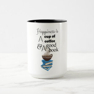 Caneca A felicidade é uma chávena de café e um bom liv