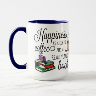 Caneca A felicidade é uma Taça de Café e um Livro Incr