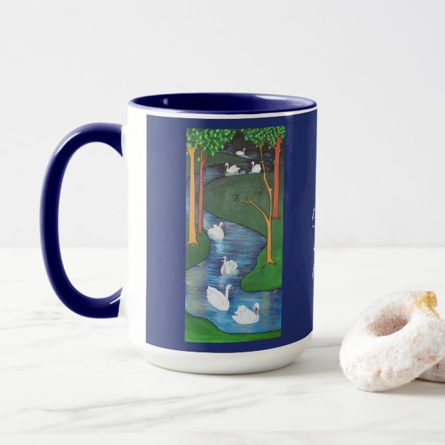 Caneca A Flock of Seven Swans-A-Swimming  (Com Donut)