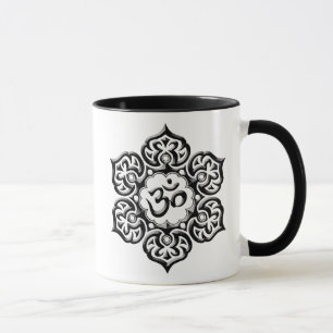 Caneca A flor de Lotus de aço OM projeta - o preto