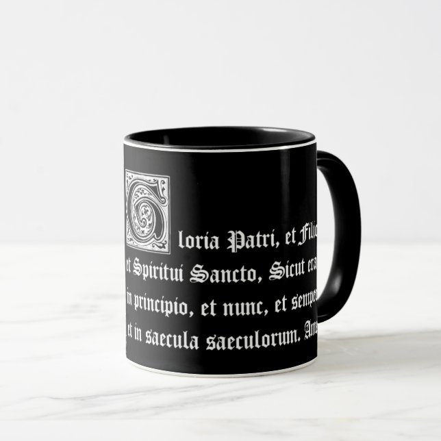 Caneca A glória Latin da trindade santamente seja folhas (Frente Esquerda)