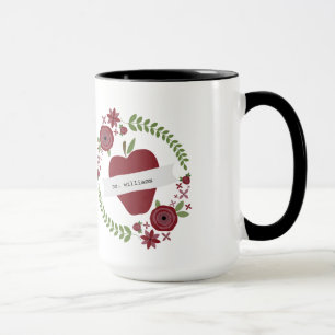 Caneca A grinalda floral Apple vermelho personalizou o