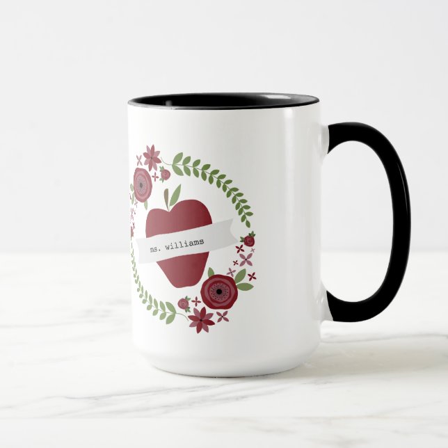 Caneca A grinalda floral Apple vermelho personalizou o (Direita)