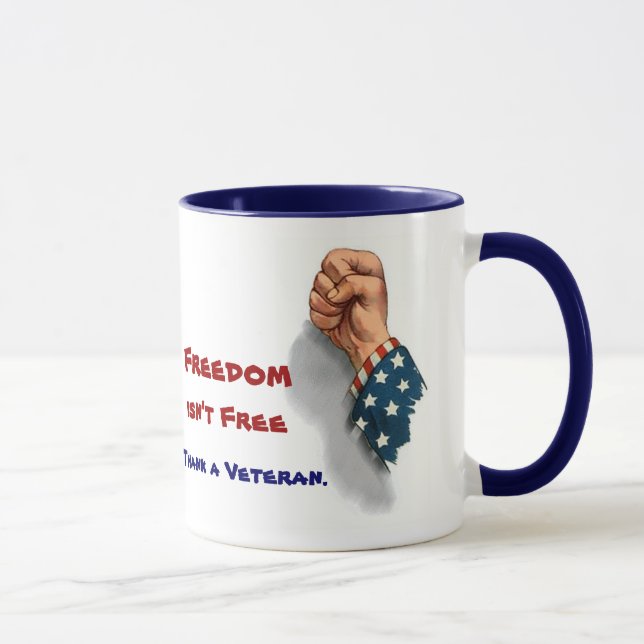 Caneca A Liberdade dos EUA e os Veteranos Mug Patriótico (Direita)