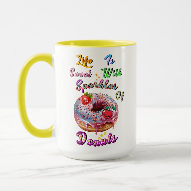 Caneca A louça para bebidas da vida é doce com faíscas de (Esquerda)
