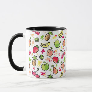 Caneca a mão tirada frutifica teste padrão