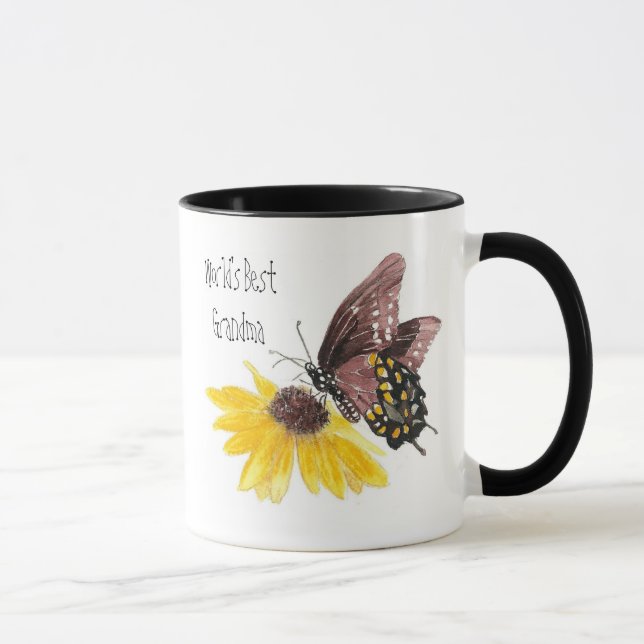 Caneca A melhor borboleta vovó do mundo, Flores-Jardinage (Direita)