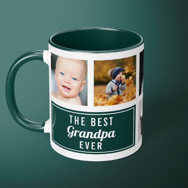 Caneca A Melhor Foto de Colagem Verde do Avô (Criador carregado)