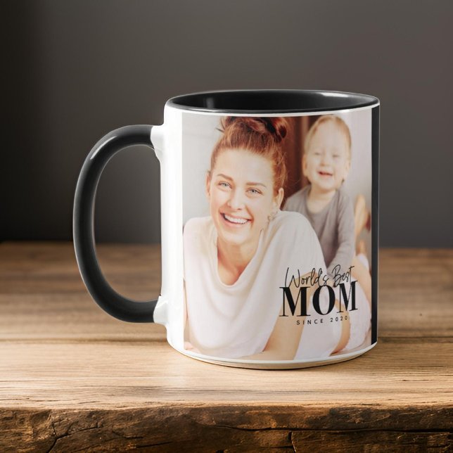 Caneca A melhor mãe do mundo desde 20XX fotos modernas (Criador carregado)