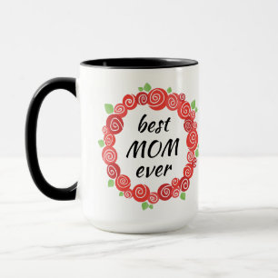 Caneca A melhor mãe do mundo rosa vermelha, floral fofo p